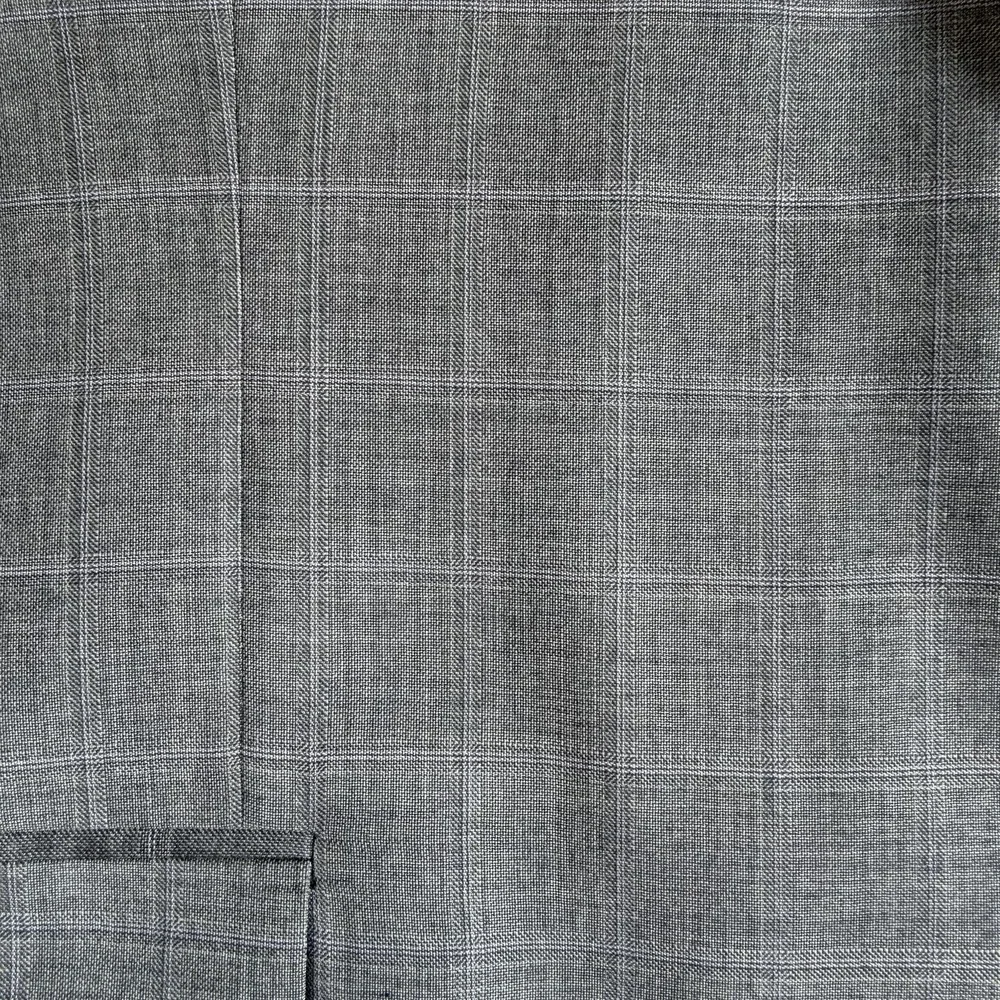 Jos A Bank Mens Suit 50R 45x30 Grey Windowpane Two Button Wool Tailored Fit